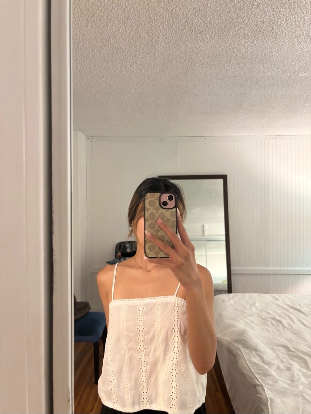 White Eyelet Cotton Cami Top